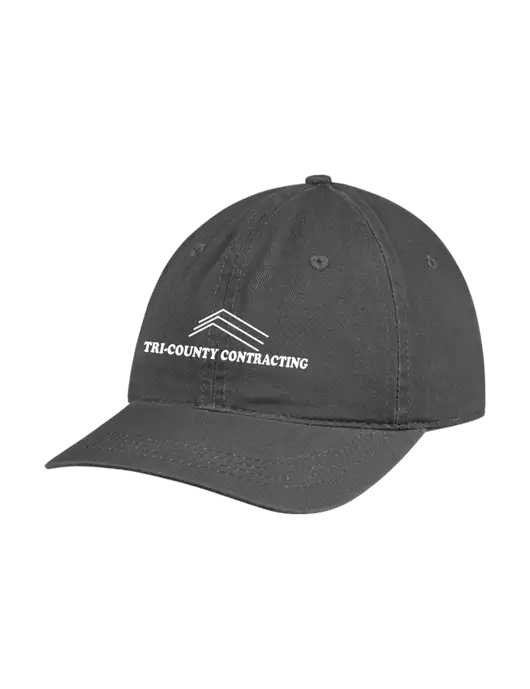 Garment Washed Unstructured Twill Charcoal Cap w/Tri-County Logo