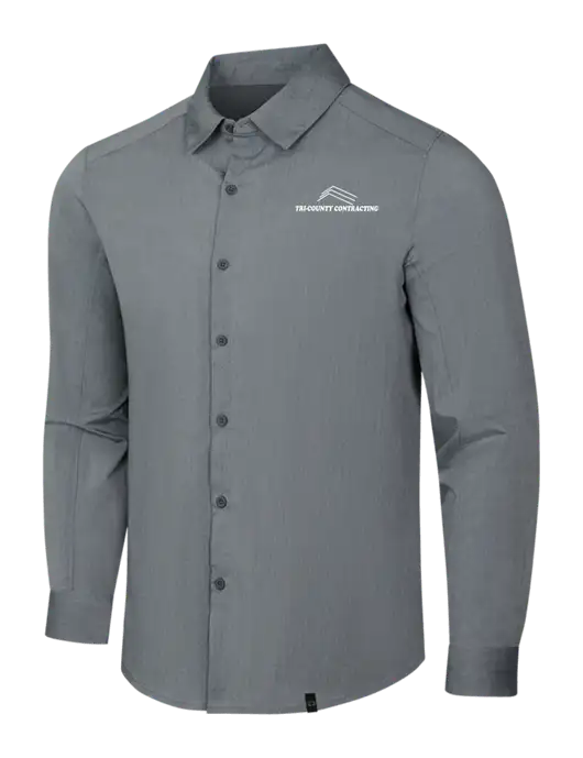 OGIO Medium Grey Heather Commuter Woven Shirt w/Tri-County Logo