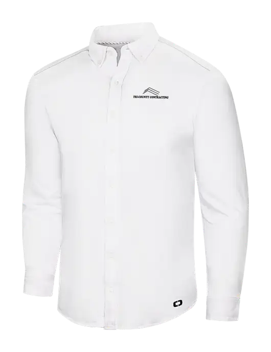 OGIO Bright White Modern Code Stretch Button-Up Shirt w/Tri-County Logo