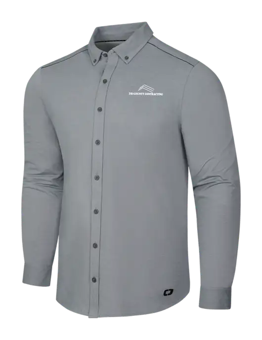 OGIO Medium Grey Heather Modern Code Stretch Button-Up Shirt w/Tri-County Logo