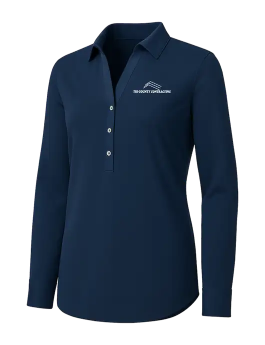 Womens Navy City Stretch Shirt w/Tri-County Logo