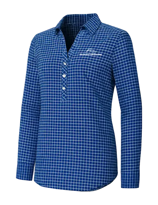 Womens Navy/White City Stretch Shirt w/Tri-County Logo