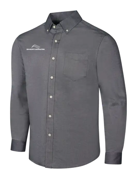 Dark Grey SuperPro Oxford Shirt w/Tri-County Logo
