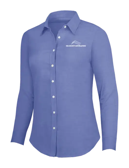 Navy Womens SuperPro Oxford Shirt w/Tri-County Logo