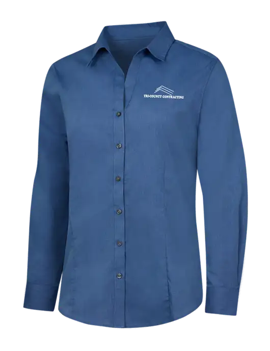 Light Navy Womens Crosshatch Easy Care Shirt w/Tri-County Logo