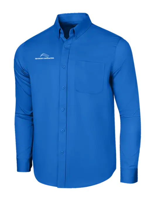Long Sleeve Royal Blue Superpro React Twill Shirt w/Tri-County Logo