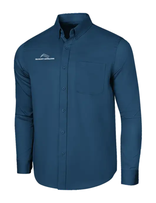Long Sleeve Light Navy Superpro React Twill Shirt w/Tri-County Logo