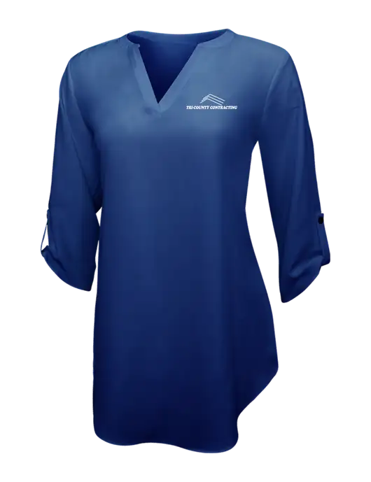 Dark Royal Womens 3/4 Sleeve Tunic Blouse w/Tri-County Logo
