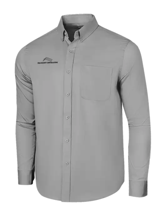 Long Sleeve Light Grey Superpro React Twill Shirt w/Tri-County Logo
