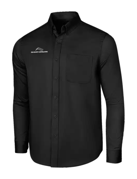 Long Sleeve Deep Black Superpro React Twill Shirt w/Tri-County Logo