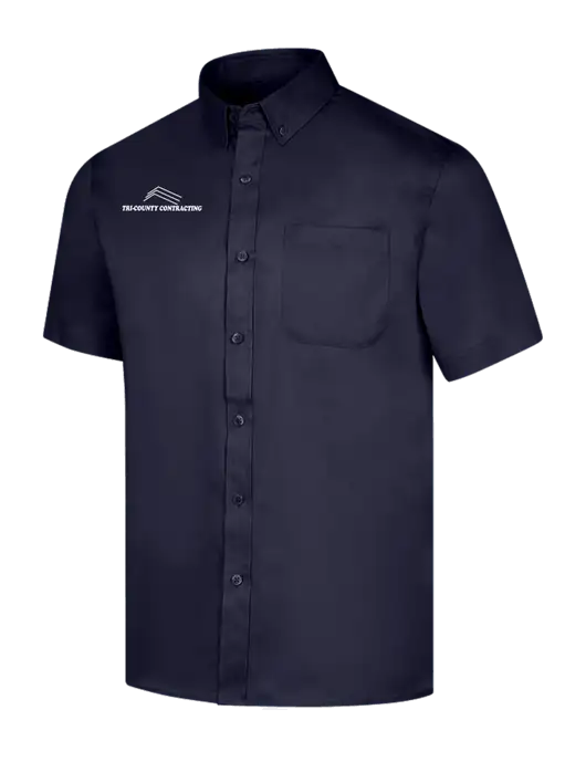 Short Sleeve Navy Superpro React Twill Shirt w/Tri-County Logo