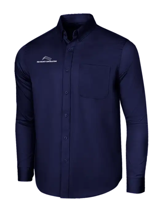 Long Sleeve Navy Superpro React Twill Shirt w/Tri-County Logo