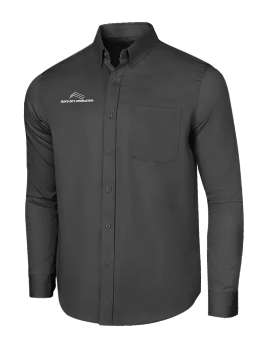 Long Sleeve Dark Grey Superpro React Twill Shirt w/Tri-County Logo