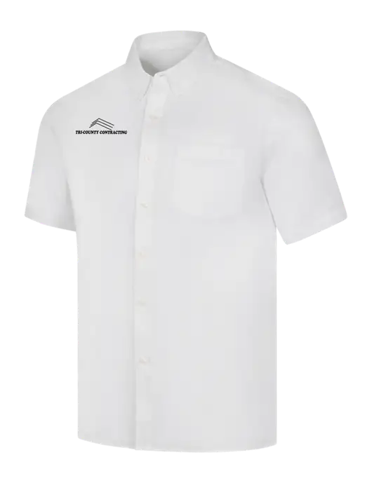 Short Sleeve White Superpro React Twill Shirt w/Tri-County Logo