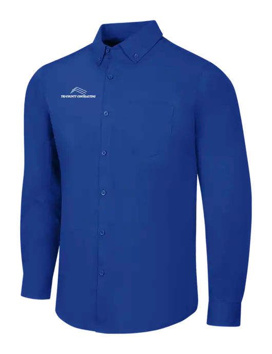 Dark Royal Long Sleeve Carefree Poplin Shirt w/Tri-County Logo