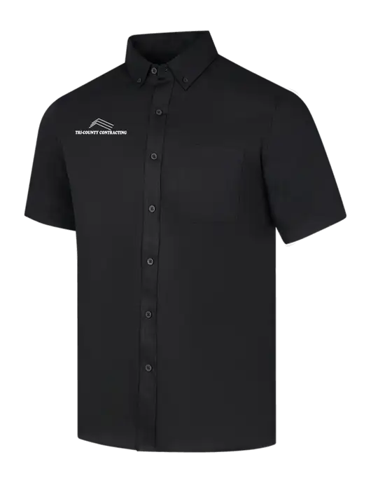 Short Sleeve Deep Black Superpro React Twill Shirt w/Tri-County Logo