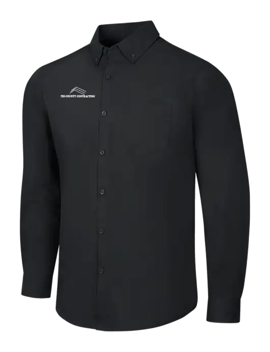 Black Long Sleeve Carefree Poplin Shirt w/Tri-County Logo