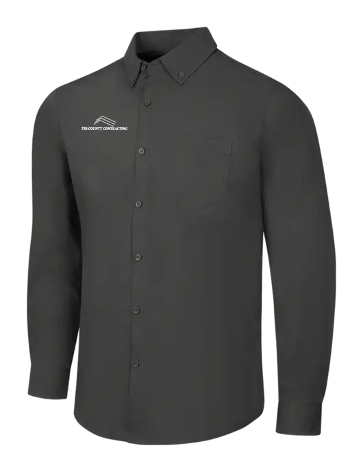Dark Grey Long Sleeve Carefree Poplin Shirt w/Tri-County Logo