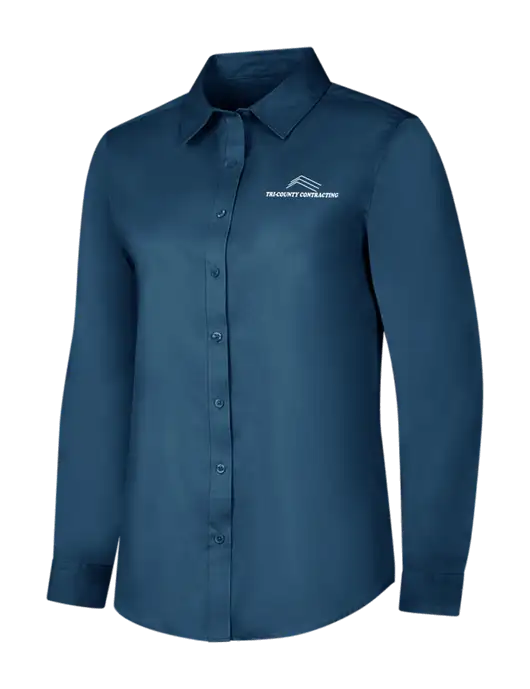 Light Navy Womens Long Sleeve Superpro React Twill Shirt w/Tri-County Logo