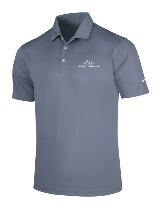 NIKE Medium Grey Dri-Fit Vertical Mesh Polo w/Tri-County Logo