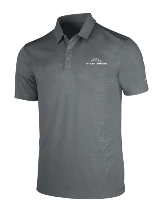 NIKE Medium Grey Dri-Fit Embossed Tri-Blade Polo w/Tri-County Logo