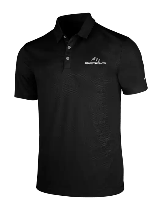 NIKE Black Dri-Fit Embossed Tri-Blade Polo w/Tri-County Logo