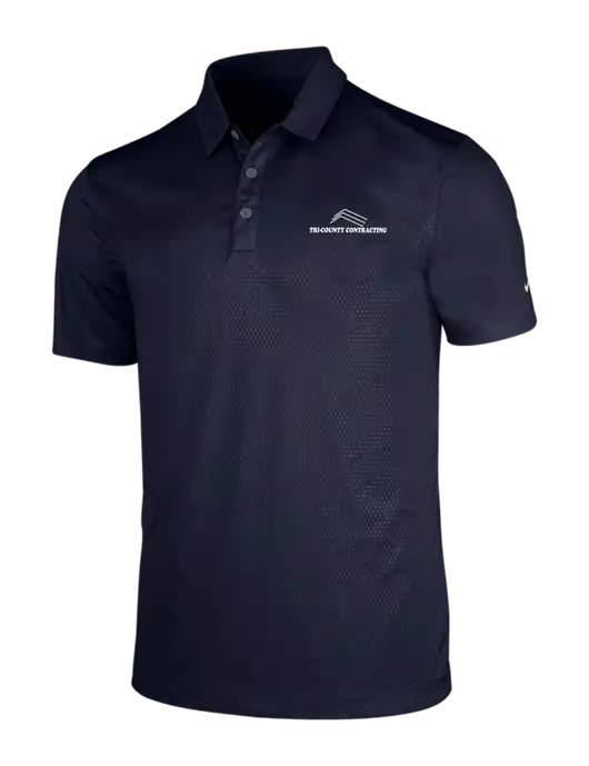 NIKE Dark Navy Dri-Fit Embossed Tri-Blade Polo w/Tri-County Logo