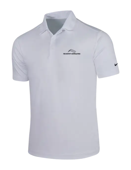 NIKE White Dri-Fit Vertical Mesh Polo w/Tri-County Logo