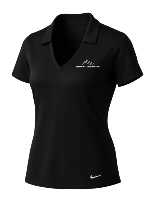 NIKE Black Womens Dri-Fit Vertical Mesh Polo w/Tri-County Logo