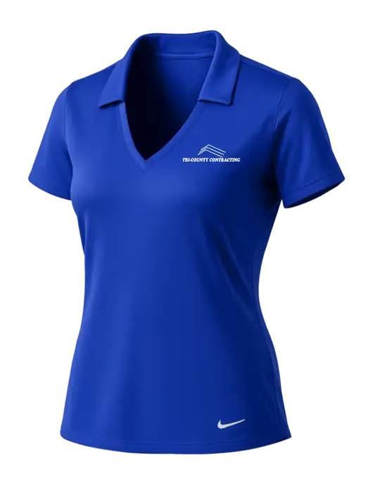 NIKE Dark Royal Womens Dri-Fit Vertical Mesh Polo w/Tri-County Logo