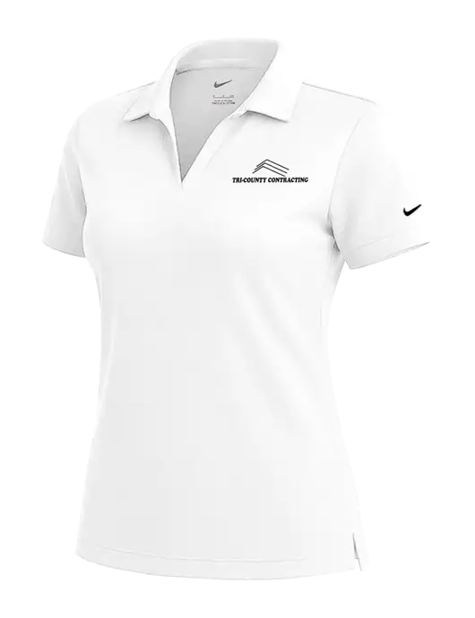 NIKE White Womens Dri-Fit Micro Pique Polo w/Tri-County Logo