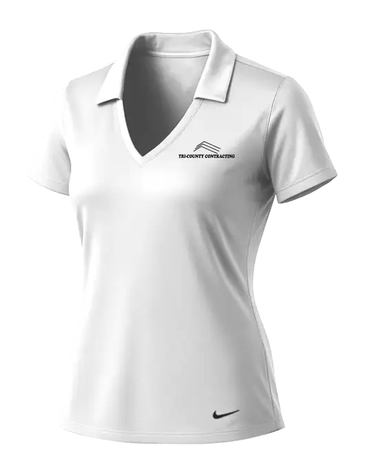 NIKE White Womens Dri-Fit Vertical Mesh Polo w/Tri-County Logo