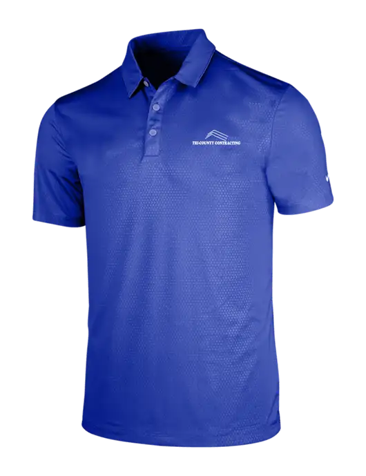 NIKE Dark Royal Dri-Fit Embossed Tri-Blade Polo w/Tri-County Logo