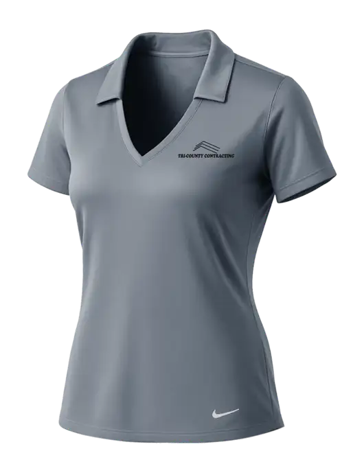 NIKE Medium Grey Womens Dri-Fit Vertical Mesh Polo w/Tri-County Logo