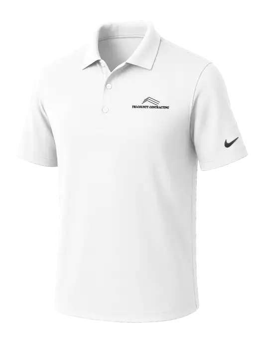 NIKE White Dri-Fit Micro Pique Polo w/Tri-County Logo