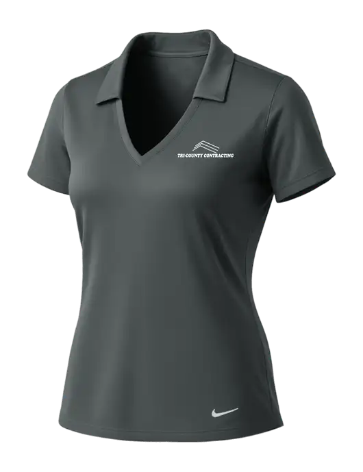 NIKE Dark Grey Womens Dri-Fit Vertical Mesh Polo w/Tri-County Logo