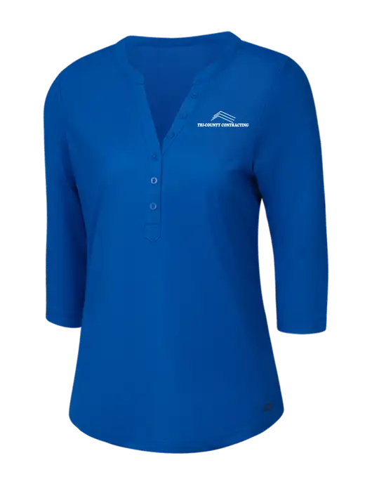 OGIO Royal Blue Jewel Henley w/Tri-County Logo