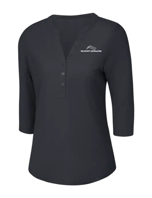 OGIO Charcoal Grey Jewel Henley w/Tri-County Logo