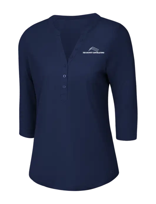 OGIO Navy Jewel Henley w/Tri-County Logo