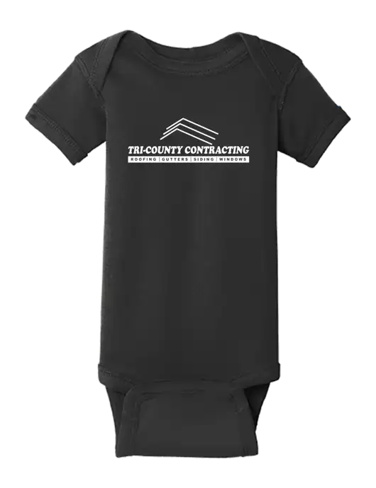 Rabbit Skins Black Infant Short Sleeve Baby Rib Bodysuit w/Tri-County Logo