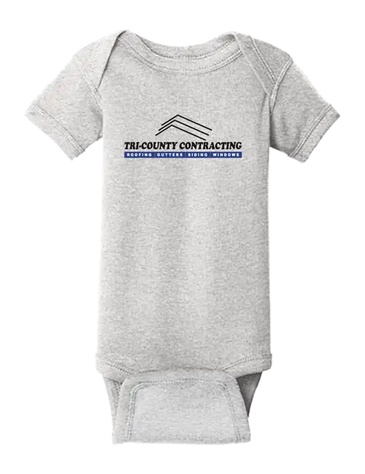 Rabbit Skins Light Grey Heather Infant Short Sleeve Baby Rib Bodysuit w/Tri-County Logo