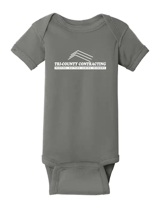 Rabbit Skins Charcoal Infant Short Sleeve Baby Rib Bodysuit w/Tri-County Logo