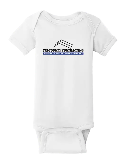 Rabbit Skins White Infant Short Sleeve Baby Rib Bodysuit w/Tri-County Logo