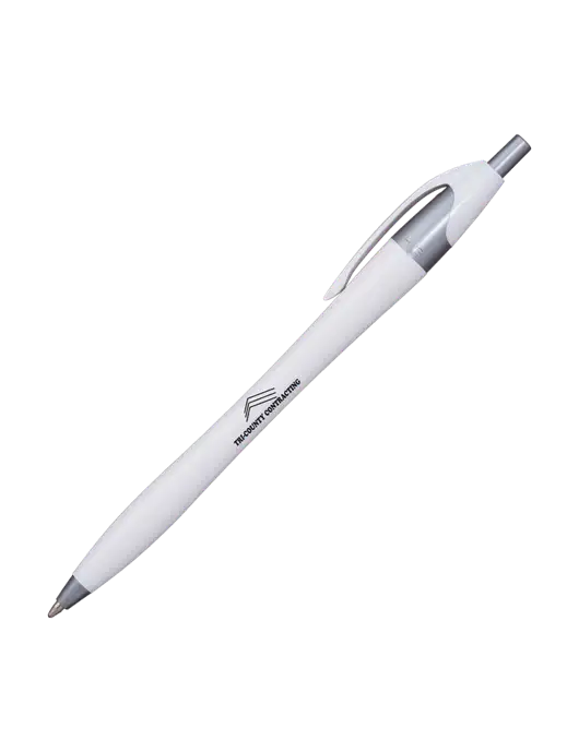 Novella White/Silver Shimmer Pen - Blue Ink w/Tri-County Logo