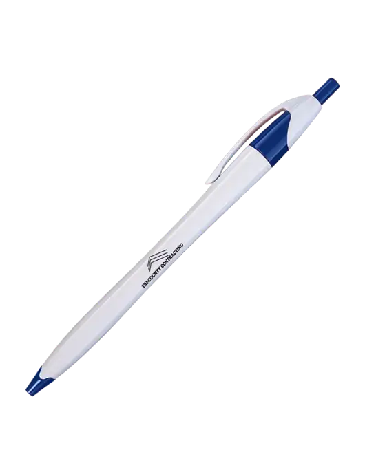 Novella White/Royal Classic Pen - Blue Ink w/Tri-County Logo