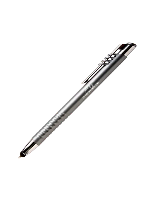 Schirhart Grey Stylus Pen - Blue Ink w/Tri-County Logo