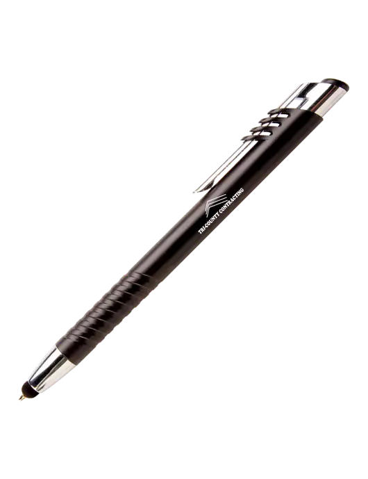 Schirhart Black Stylus Pen - Blue Ink w/Tri-County Logo