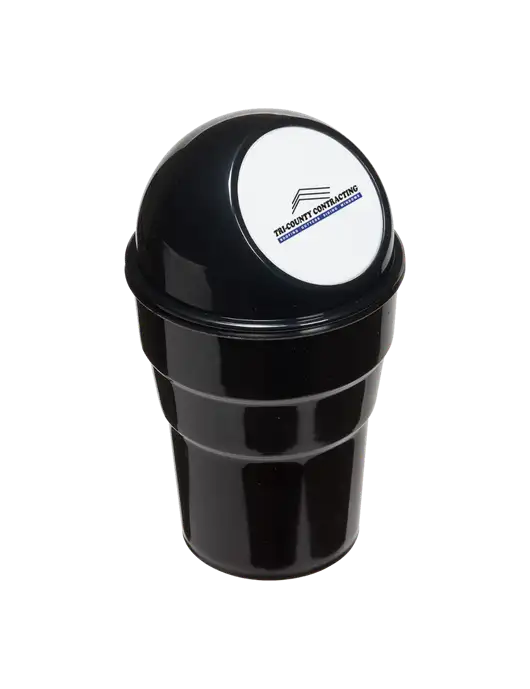 Black Car Cup Holder Trash Can w/Tri-County Logo