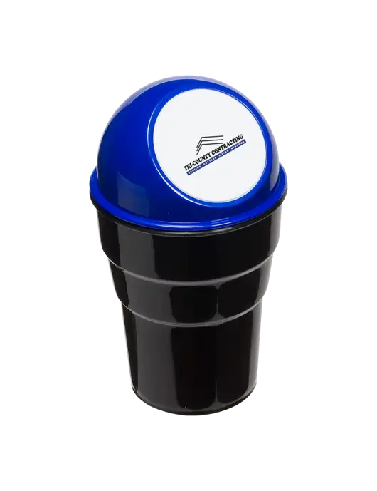 Blue Car Cup Holder Trash Can w/Tri-County Logo