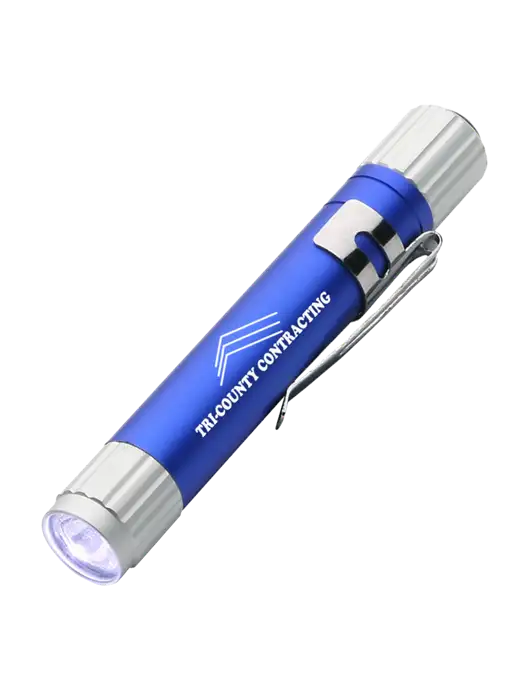 Blue Aluminum LED Penlight w/Tri-County Logo
